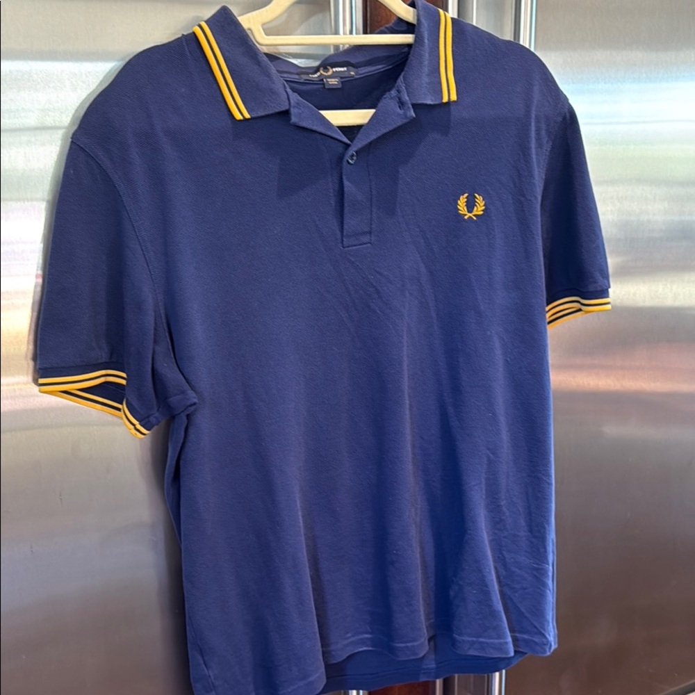 Fred Perry Blue and Yellow Polo Shirt with Classic Fit